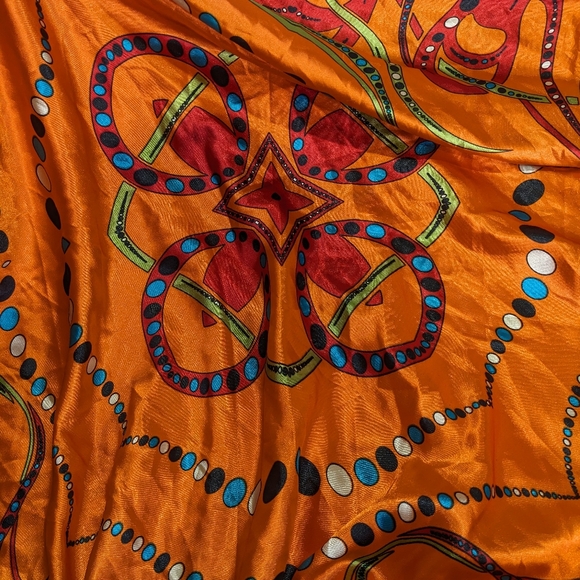 Colorful Large Printed Orange Fashion Scarf - Picture 4 of 8
